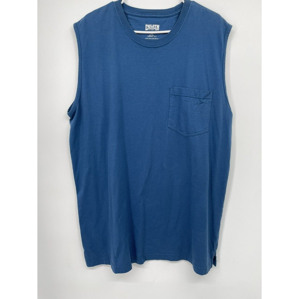 Duluth Trading Co XL Sleeveless Pocket Tee Mens Blue Excellent Longtail T‎ Tank